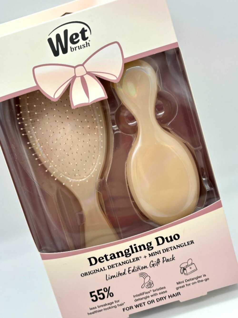 Wet Brush Iridescence Original & Mini Detangling Duo Hair Brushes Gift Pack NEW